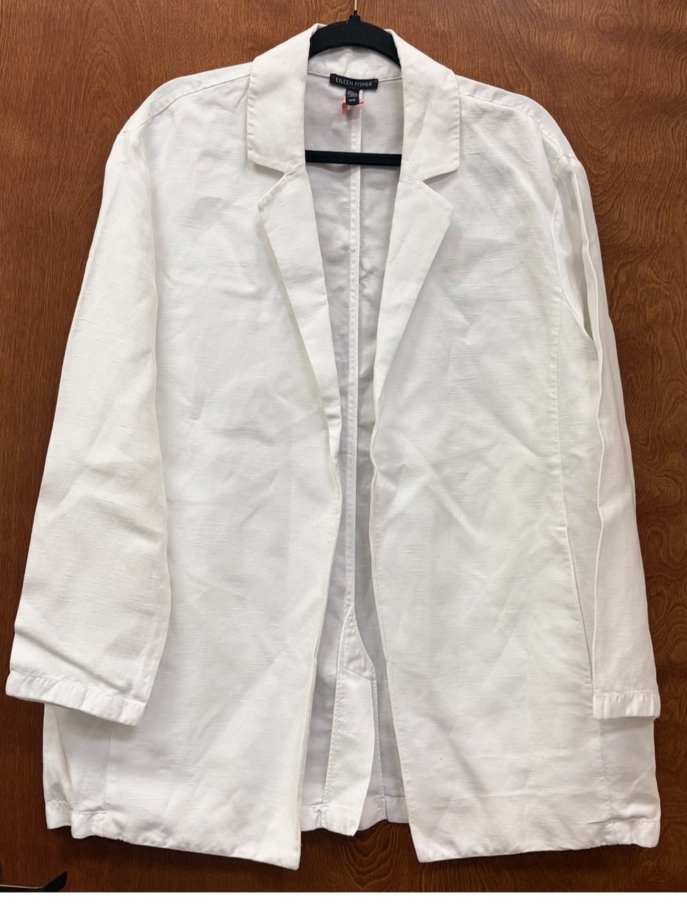 Eileen Fisher Tencel & Organic Linen Slub Blend Blazer white notch collar medium